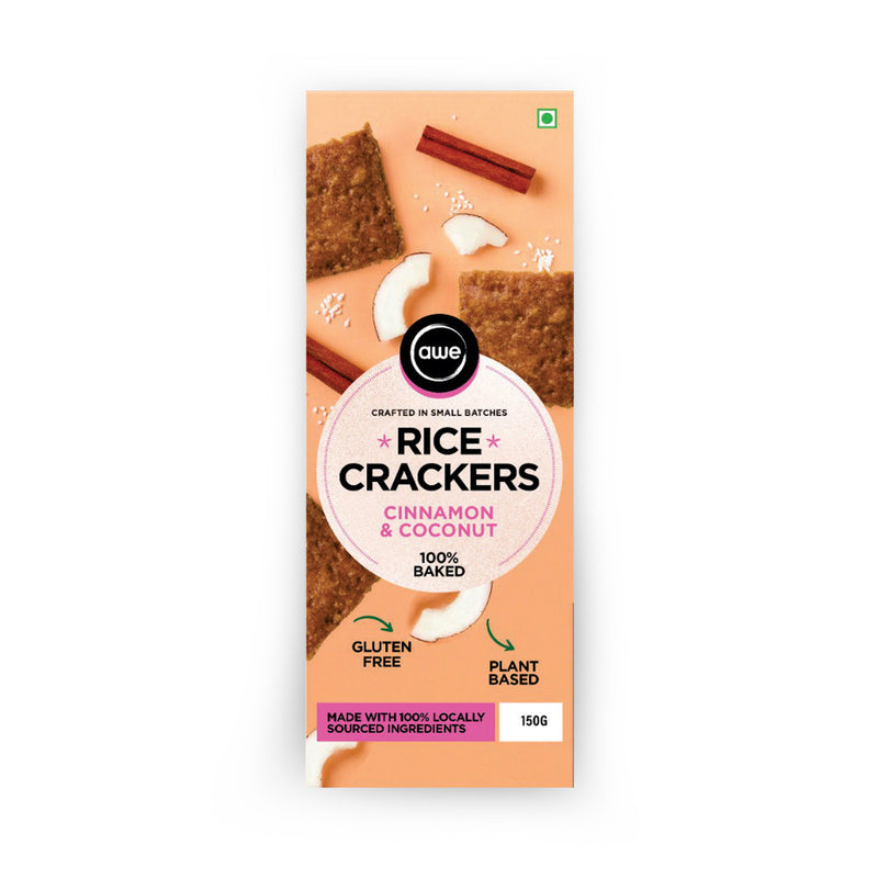 Rice Crackers – Cinnamon & Coconut | Gluten-Free ,Vegan, Baked Not Fried